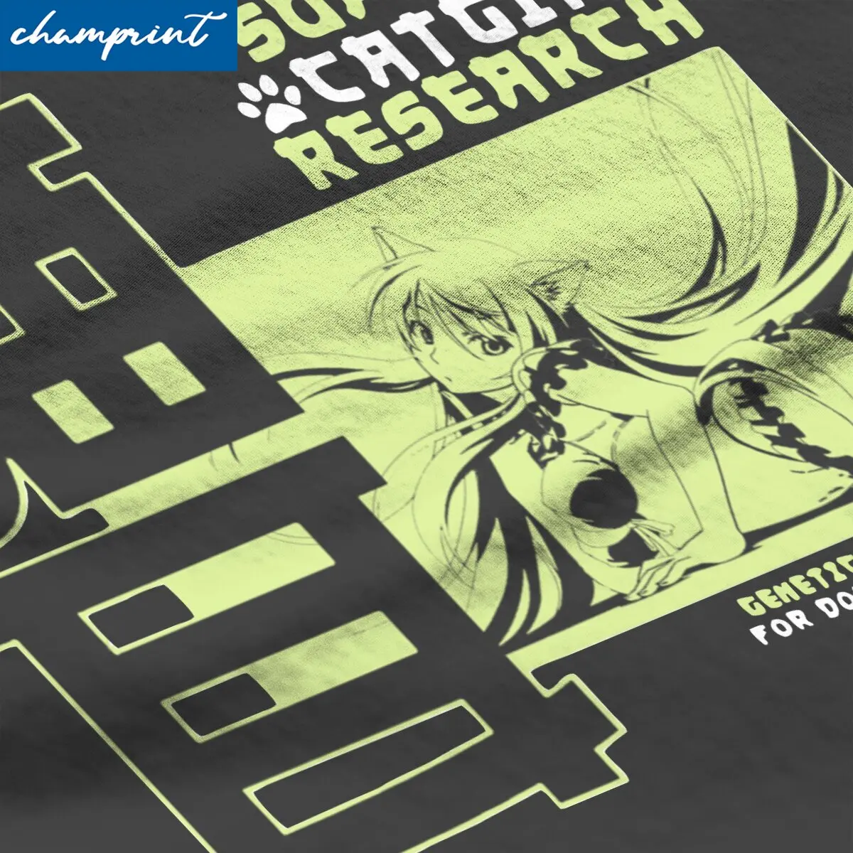 تي شيرت رجالي يدعم Catgirl البحوث قطن تي شيرت Monogatari لطيف القط فتاة في نهاية المطاف Waifu تي شيرت Crewneck الملابس هدية فكرة