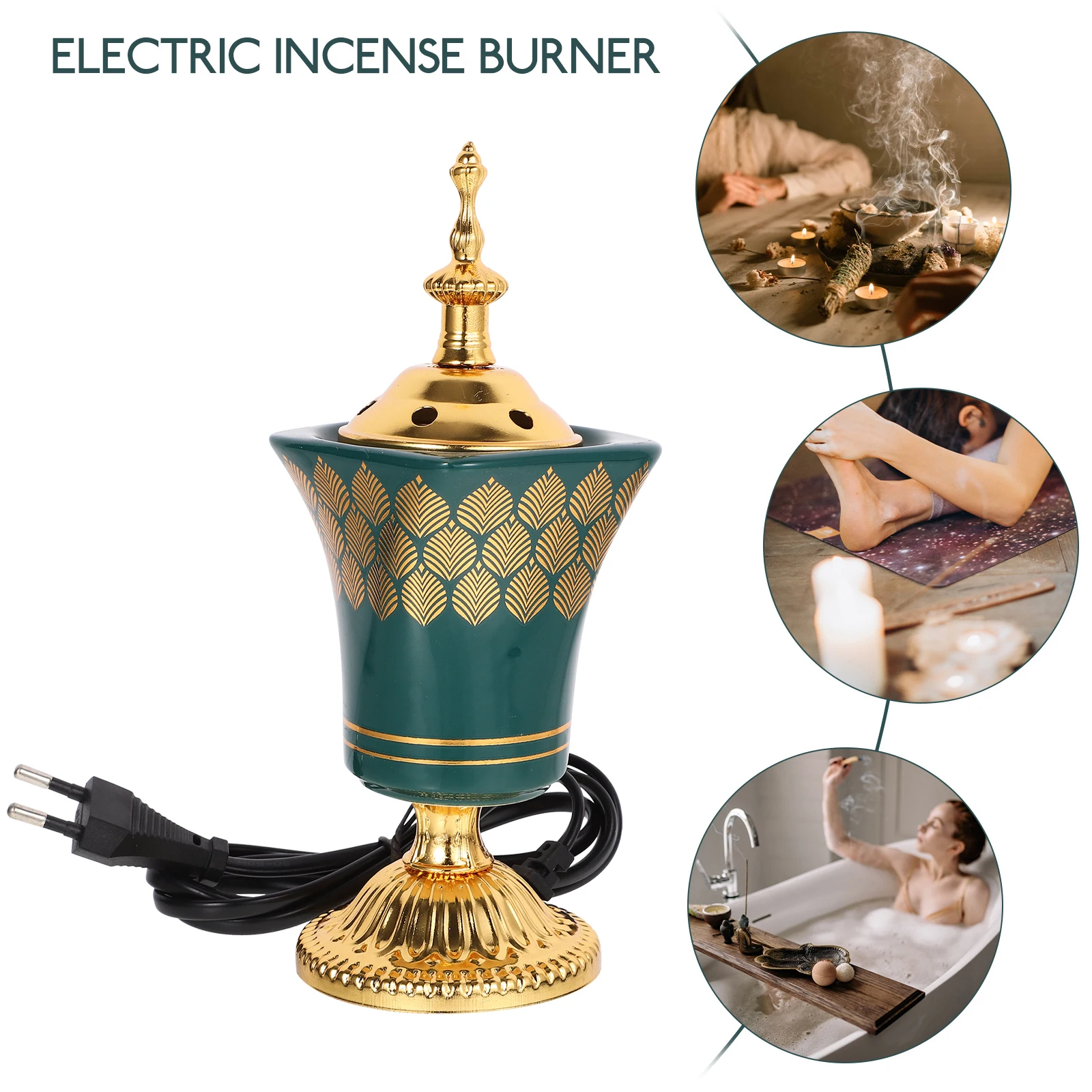 

Electric Incense Burner Middle East Church Vintage Censer Arabic Incense Burner Aroma Lamp Sandalwood Censer EU Plug ﻿Home Decor