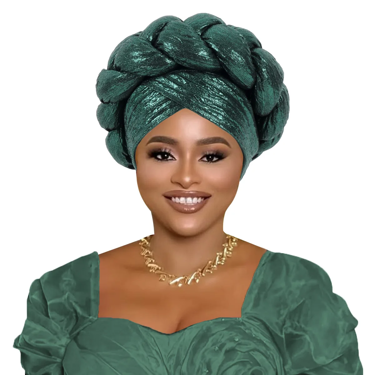 

African Headtie Headscarf Hat Women Gold Foil Printed Forehead Cross Braid Hat Head Wraps Muslim Bonnet Headwear Party Wedding