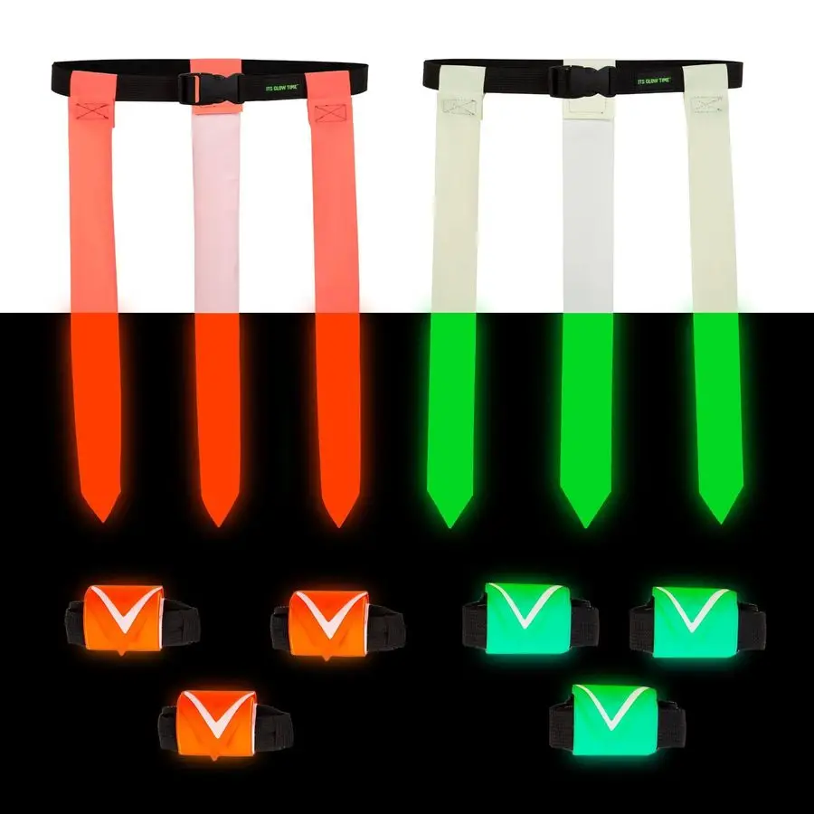 

Набор из 6 флагов для игры в флаг-футбол в темноте с сумкой для хранения, премиум-флаги для дневной и ночной игры, регулируемые ремни для игр на открытом воздухе, в саду, на заднем дворе.