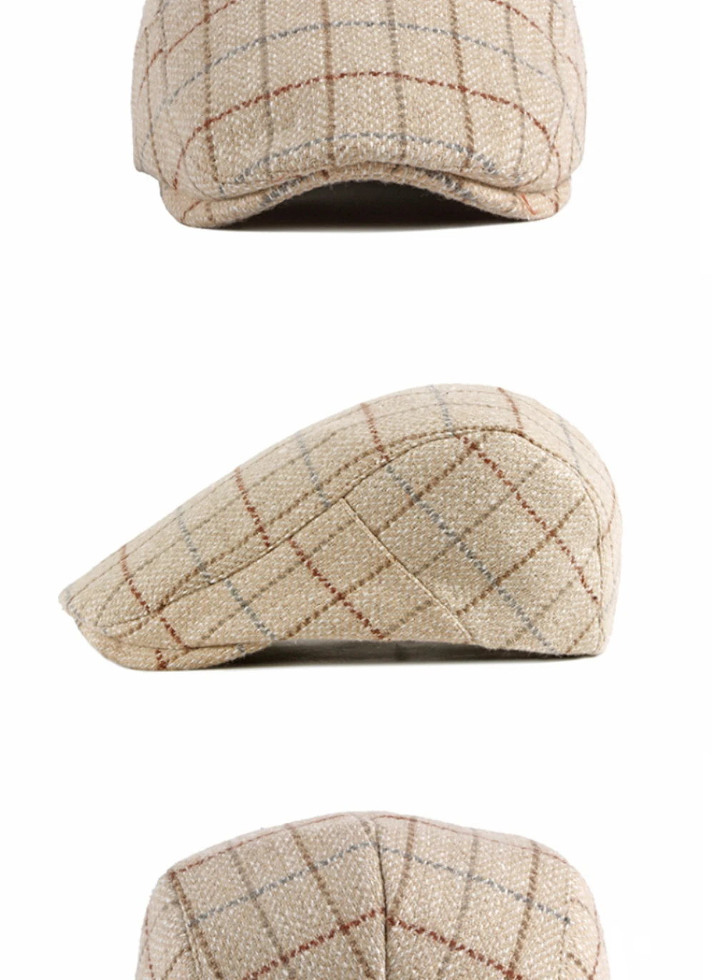 HT2903 Baskenmützen für Männer und Frauen, Retro-Künstler-Malermütze, karierte Baskenmütze, flache Ivy-Mütze für Damen und Herren, 2026 neue Herbst-Winter-Wollmütze. – Detail 10