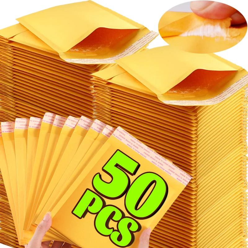 

50/10 шт., крафт-бульбашковые конверты, сумки, почтовые конверты, самоклеящиеся герметичные водонепроницаемые деловые сумки для доставки, подарочная упаковка, сумка для хранения