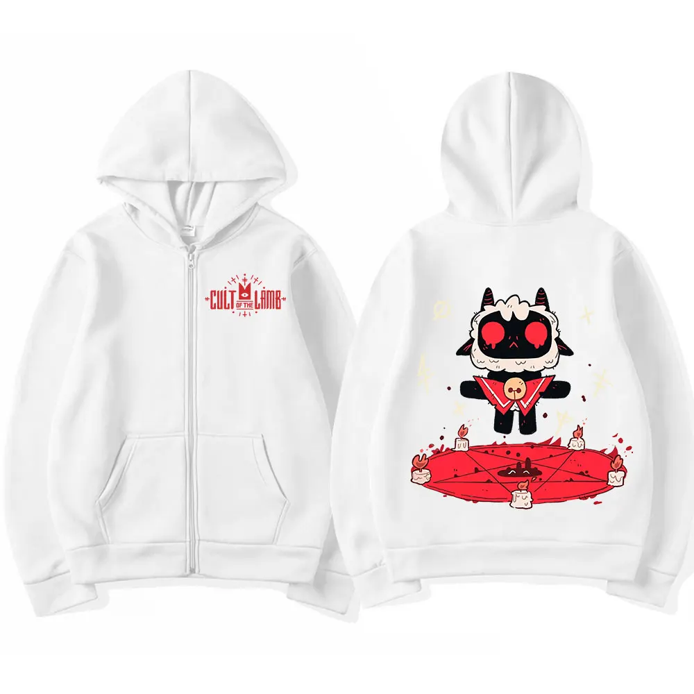 Game Cult of The Lamb Graphic Hoodie Zipper Pullover Men Women Zip Up Coat Tracksuit Boys Clothes for Teens Cardigan Sweatshirt