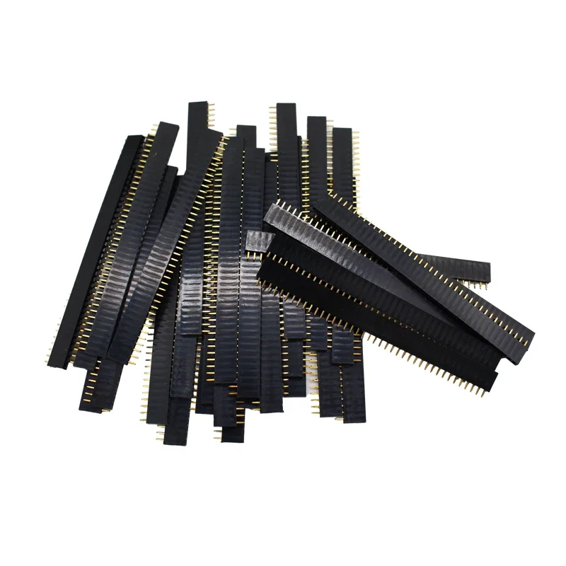 20pcs 10 pairs 40 Pin 1x40 Single Row Male and Female  2.54 Breakable Pin Header PCB JST Connector Strip for Arduino Black