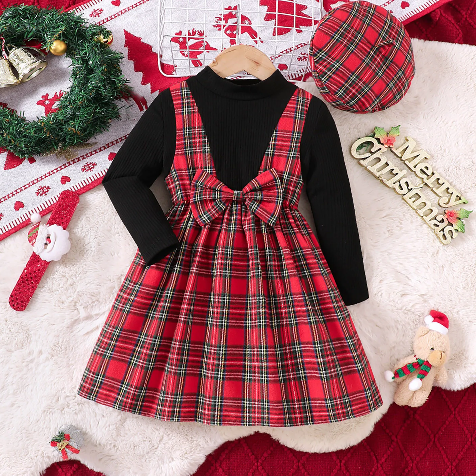 Newborn Baby Girl Christmas Dresss Reindeer Party Dress with Hat 2024 New Year Dress Baby Christmas Jumpsuit Costume For Toddler