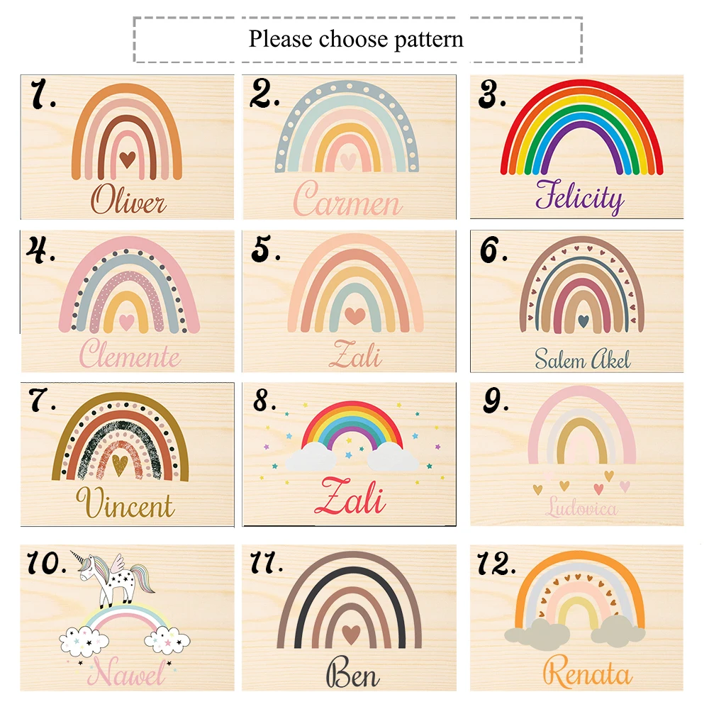 ที่กําหนดเองเด็กไม้ Keepsake กล่องส่วนบุคคล Baby Rainbow กล่องหน่วยความจําทารกแรกเกิดของขวัญ Birth Reminder กล่องสําหรับเด็ก