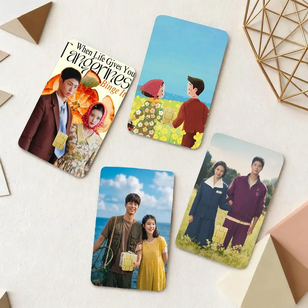 

W-When Life Gives You Tangerines 4pcs 1Set Card Stickers Small Waterproof Chip 4PCS Card Sticker Anti-Scratch