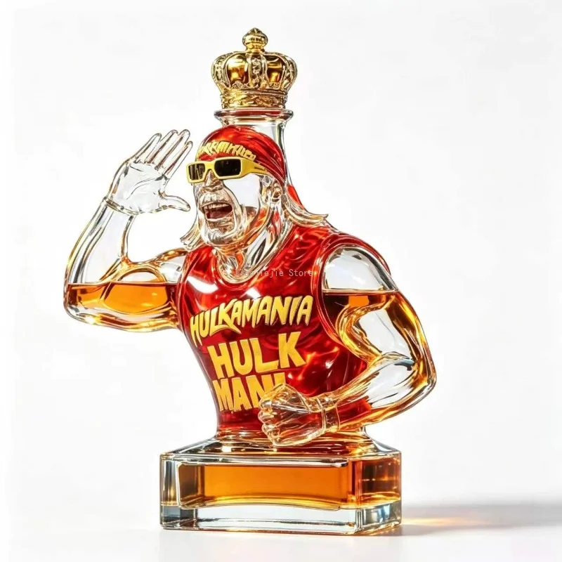 Futuristic Wrestler Style Glass Decanter Bottle Novelty Table Decor Wine Whiskey Carafe Housewarming Gift Idea