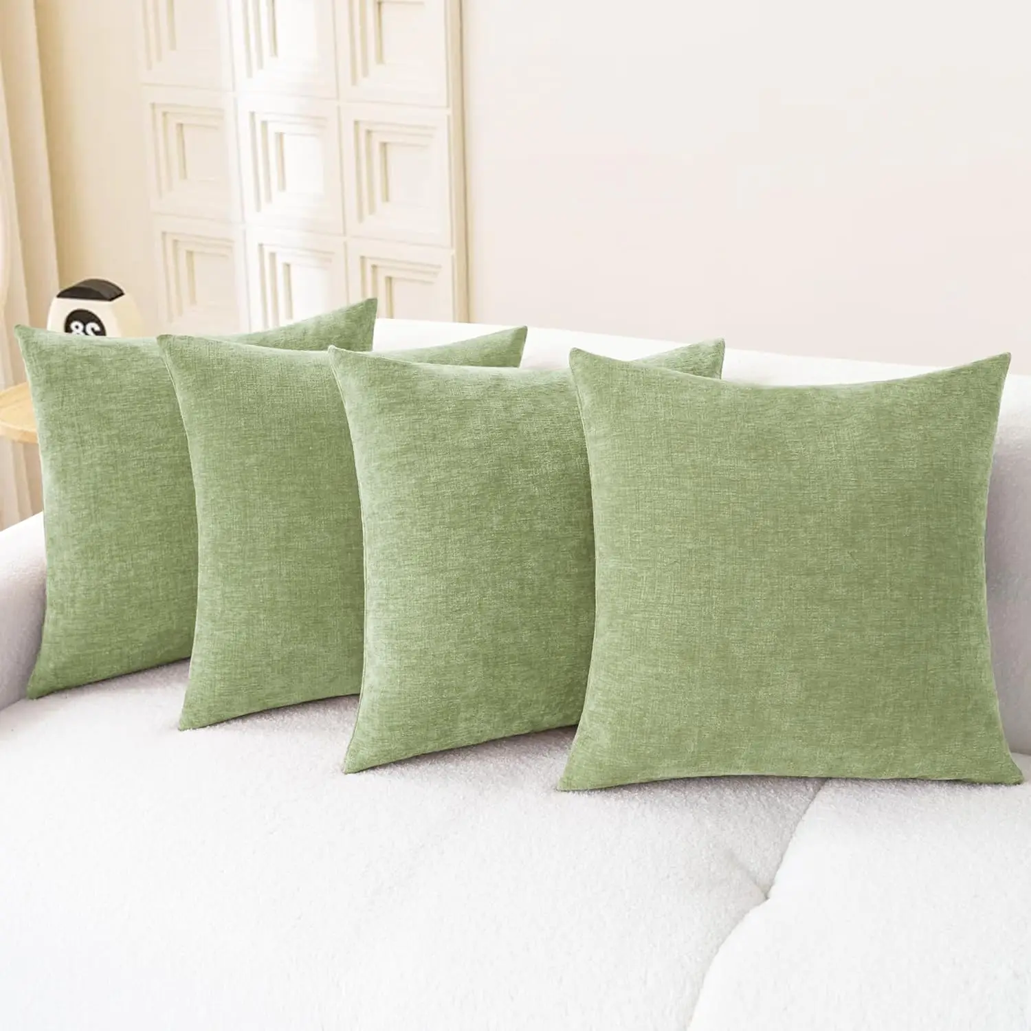 

Throw Pillow Covers Decorative 18 X 18 Hes Pa Of 4 Cozy Chenille Cushion Cases For Couch Sofa Bed Living Room Home Sage