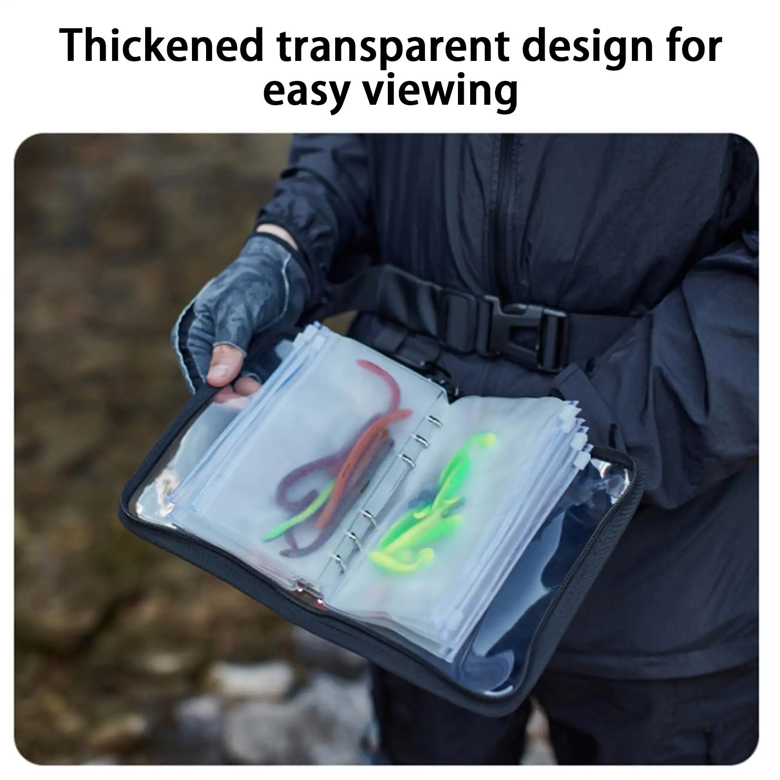 Transparent Bait Bag PVC Inner Bag Partitioned Waterproof Storage Bag Fishing Sorting Accessories 10-Page Clear Lure Storage view 2