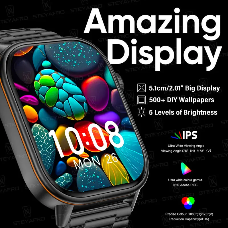 Neue Smartwatch mit integriertem GPS-Kompass, 2,01 Zoll HD-Display, 420-mAh-Akku, AI-Sprachassistent, 178+ Sport für XIAOMI Watch iOS Android