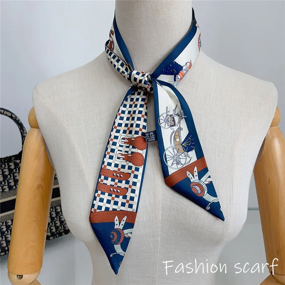 Fashion New Women's Versatile Hot Sale Pumpkin Carriage Binding Bag Ribbon Hair Band Decorative Ribbon Small Scarf Silk Scarf