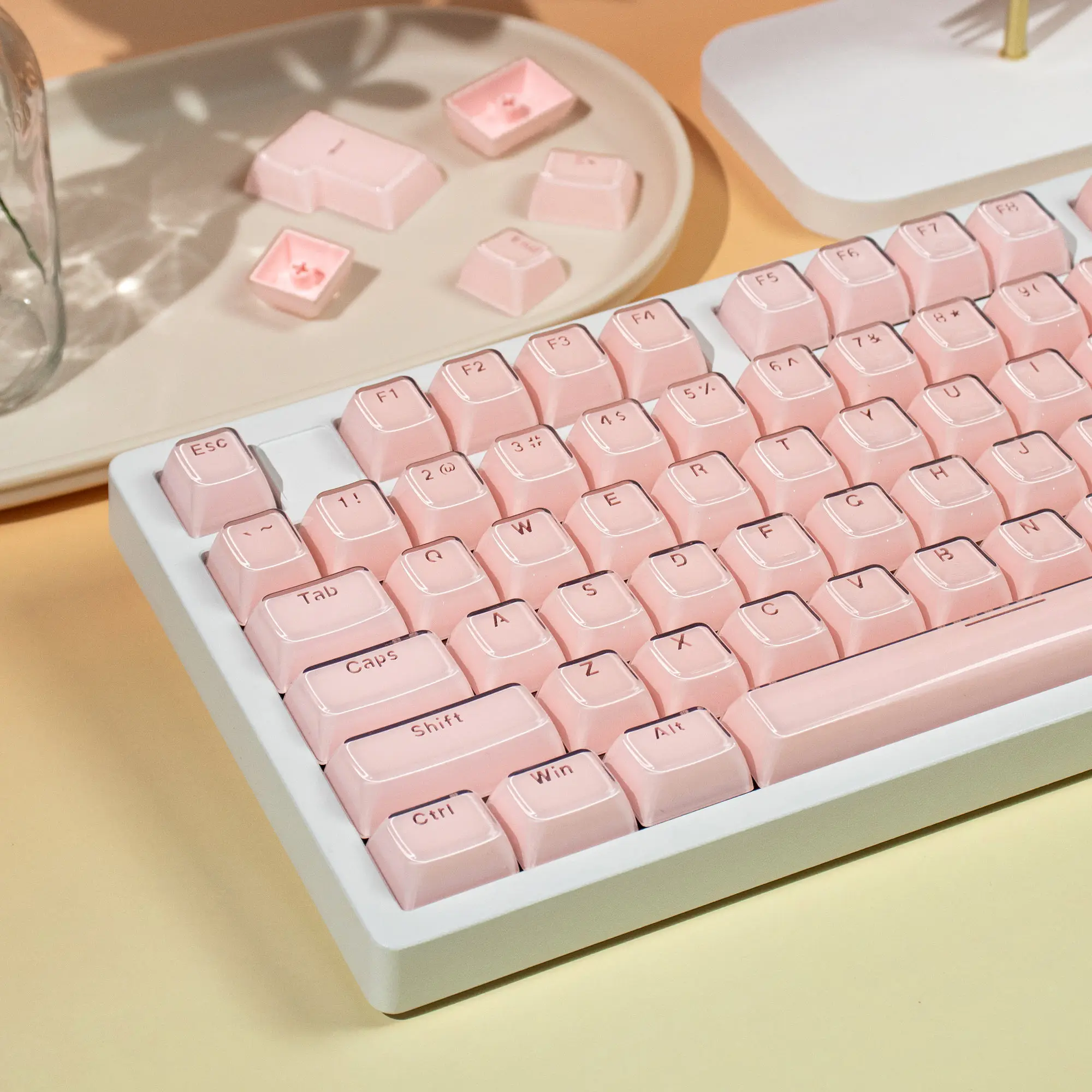 

136 Keys Pudding Keycaps MDA Profile ABS Double Shot Keycaps Translucent For Mx Switch Mechanical Keyboard ISO Layout Key Caps