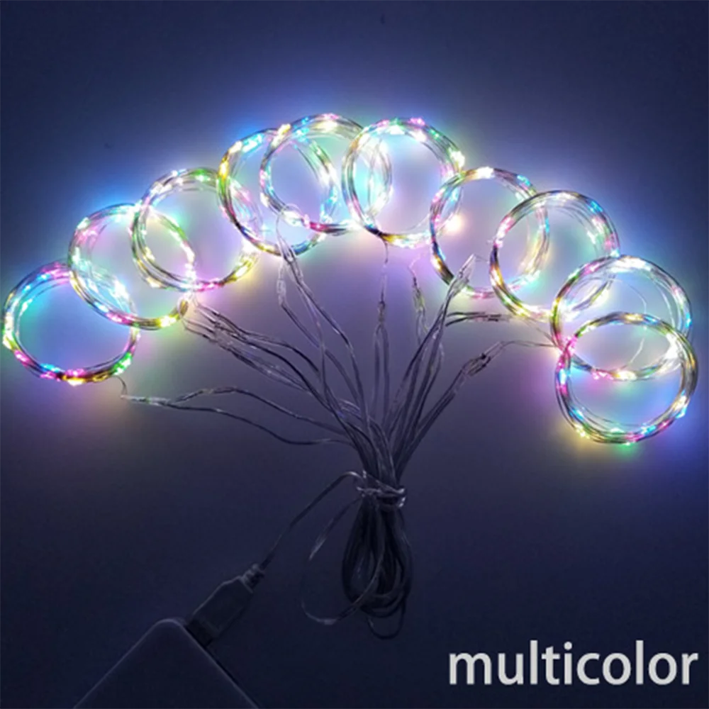 Multicolor Smart USB Remote Control 3*3M 8 Mode Copper Wire Curtain Light Decoration Celebration Christmas Day Atmosphere Light