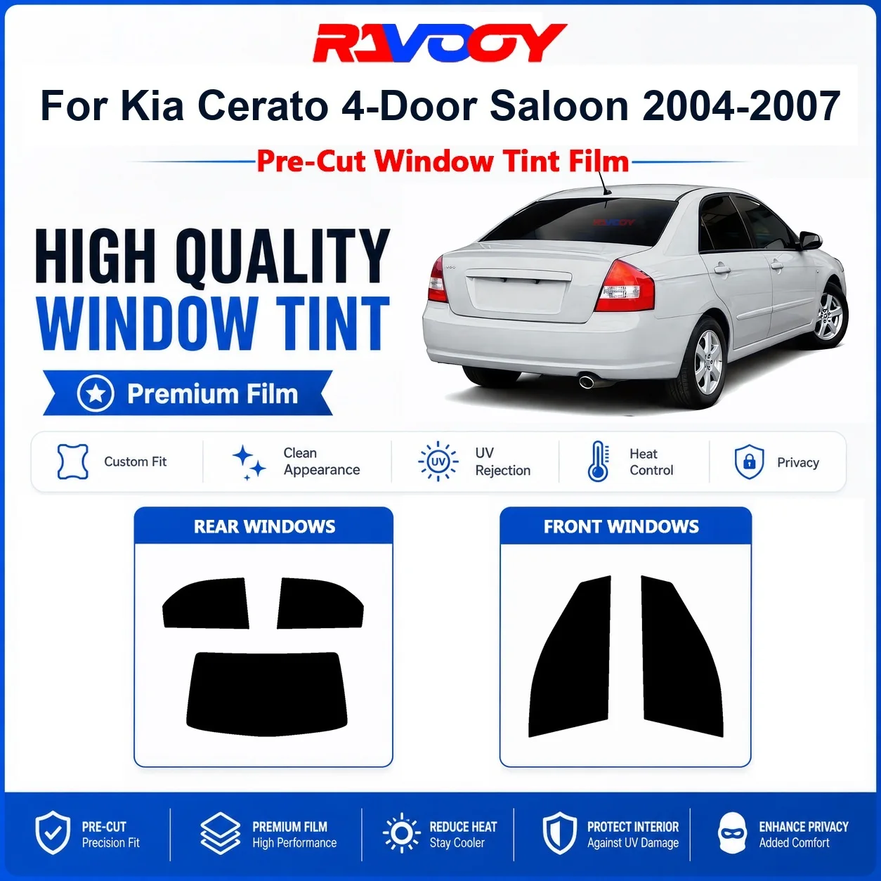 Película De Privacidad Para Ventanas Delanteras Y Traseras De Kia Cerato 4 Puertas (2004-2007), Precortada, Con Protección Uv Y Rechazo De Calor. — -50%, 26.19€ Coupon, from 26.19€ – 50% descuento – €26.19