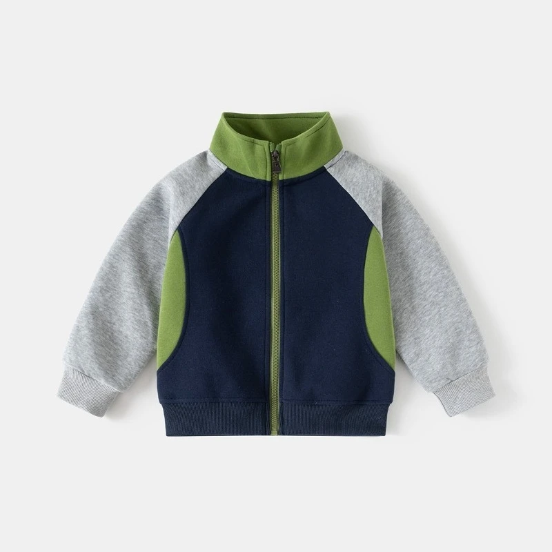 2026 Spring New Boys Coat Kids Stand Collar Hoodie Jacket Baby Zip-up Outerwear Autumn Children Korean Style Clothes