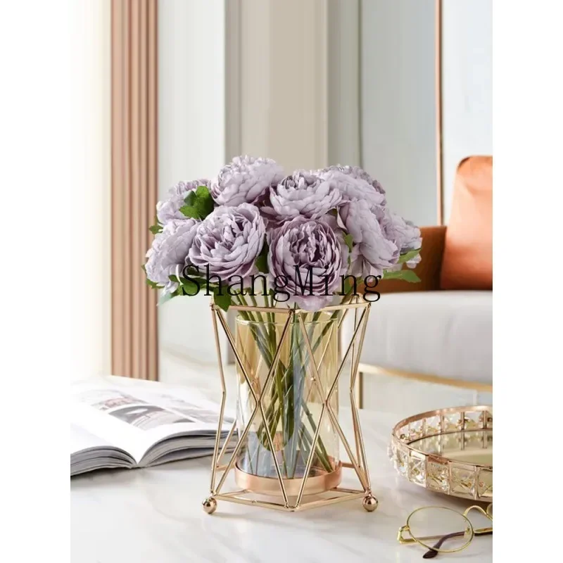 

CLL light luxury modern metal floral vase living room dining table dried flower arrangement wine cabinet decorative