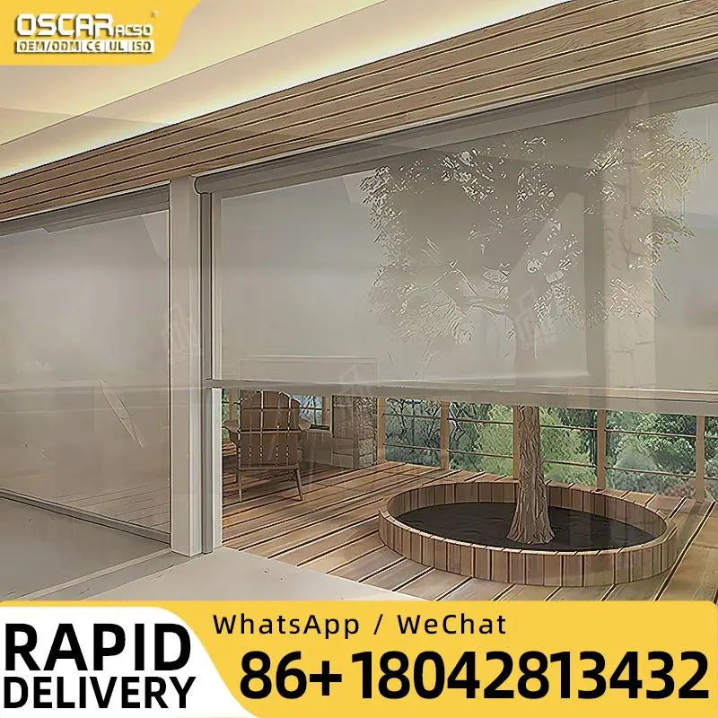 

Ветрозащитная электрическая моторизованная рулонная штора из ПВХ для улицы, солнцезащитная, для балконов, садов, патио