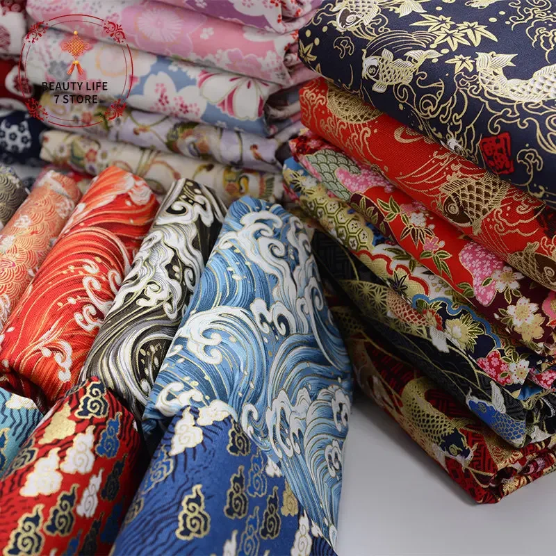 Printed Japanese Style Fabric 100% Cotton Kimono Clothing Cloth DIY Sewing  Patchwork Material 145cm*50cm