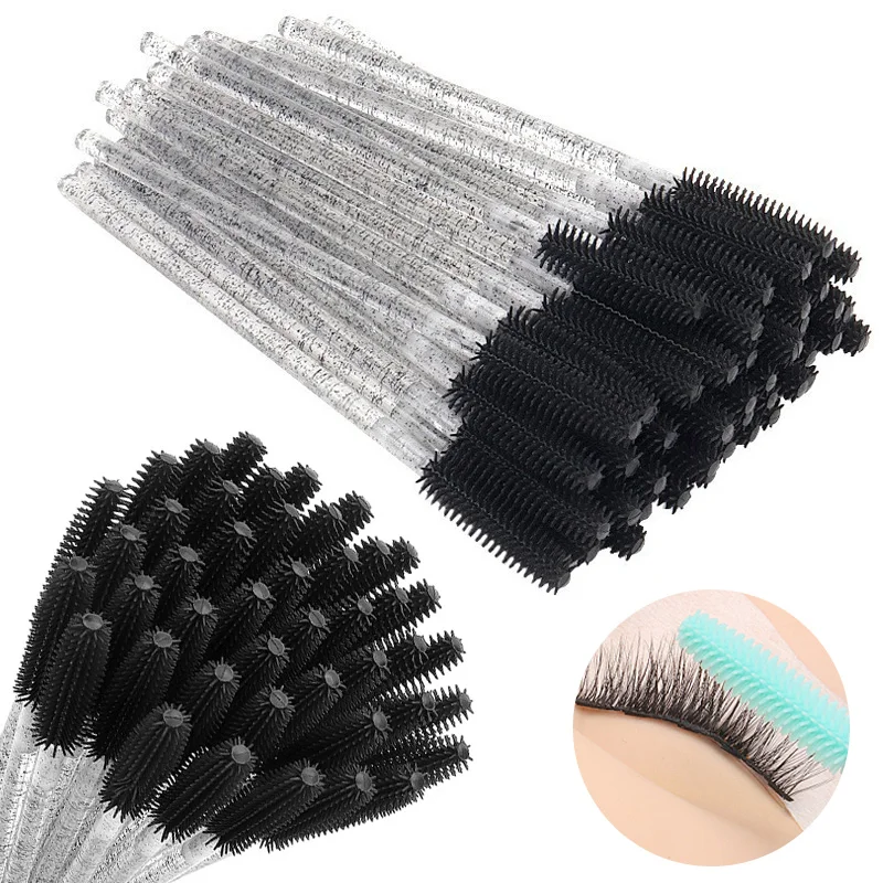 50/100pcs Disposable Eyelash Brush Silicone Gel Mascara Wands Applicator Spoolers Lashes Extension Cosmetic Brushes Makeup Tool