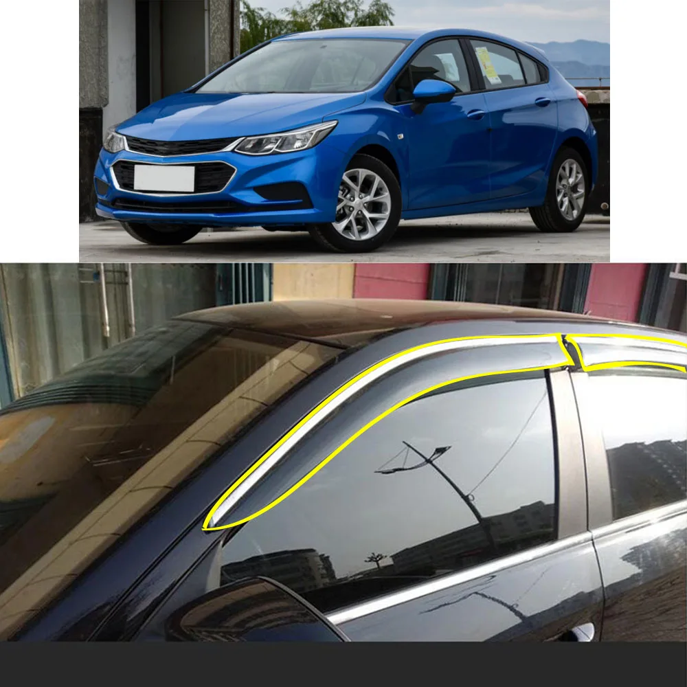 

Car Sticker Plastic Window Glass Wind Visor Rain/Sun Guard Vent Parts For CHEVROLET Cruze Hatchback 2017 2018 2019 2020 2021