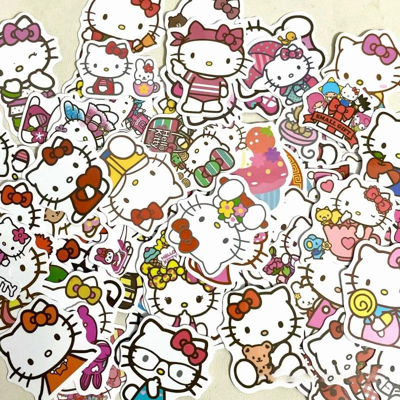 Kawaii Sanrio Hello Kitty Stickers Cartoon Hand Account Desktop Notebook Decoration Students Birthday Creative Gift Peripheral