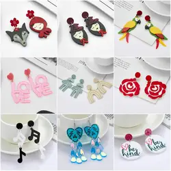 YAOLOGE New Trend Cartoon Acrylic Drop Earrings For Women Fashion Long Pendant Ear Jewelry Girls Everyday Party Gifts серьга