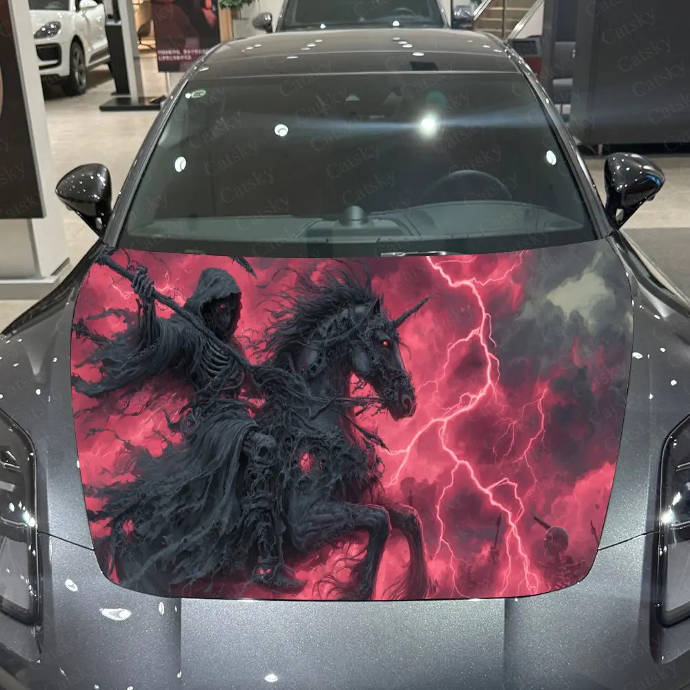 

Mysterious Storm Reaper Pattern car hood stickers, waterproof self-adhesive, scratch resistant, easy to stick, durable car PVC s