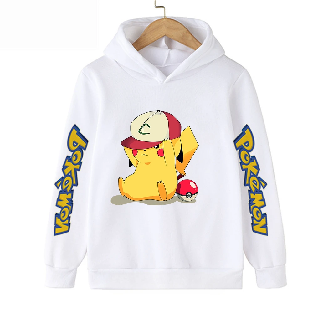 2023 New Spring Autumn Kids Pokemon Long Sleeve Hoodie Men's Sweatshirt Cartoon Pikachu Funny Motion Kids Tops Bluey Clothes