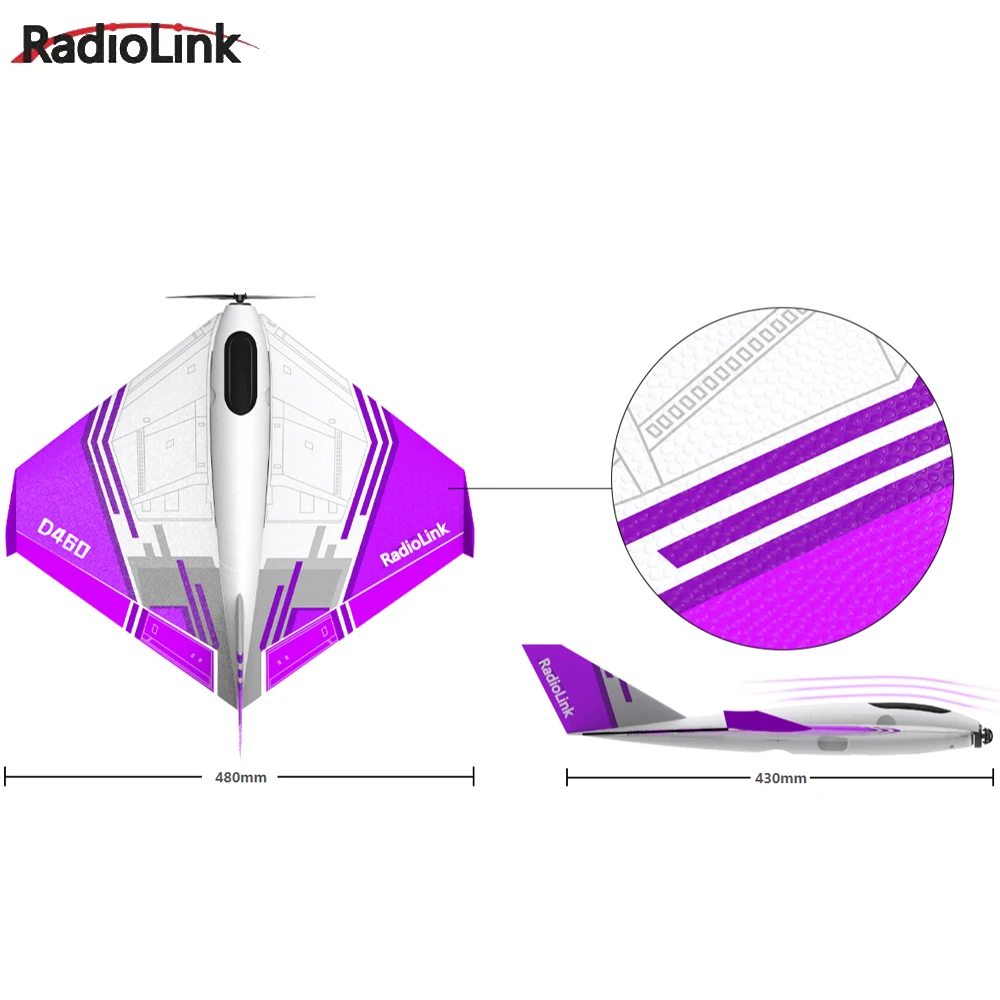 Radiolink Turbot D460 EPP/EPO Fixed-wing Byme-DB FC 2204HA1-1600KV Motor FLYCOLOR 15A ESC GEMFAN 7052 propellers Fast Charging