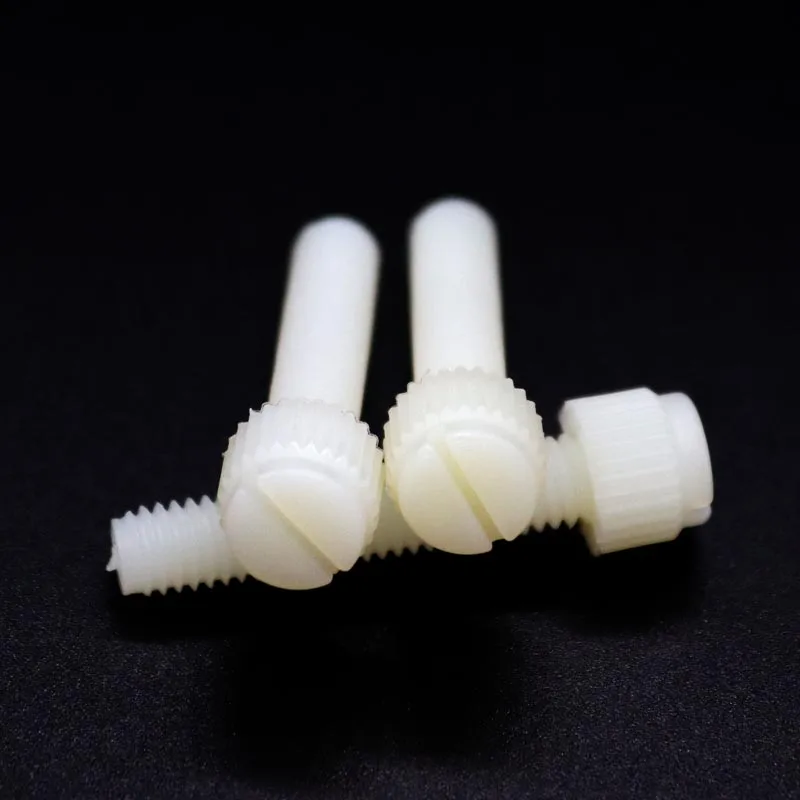 10pcs M3 M4 M5 M6 M8 White Nylon Plastic Insulated Knurl Slotted Head Adjust Toolless Thumbscrew Hand Tighten Thumb Bolt Screw