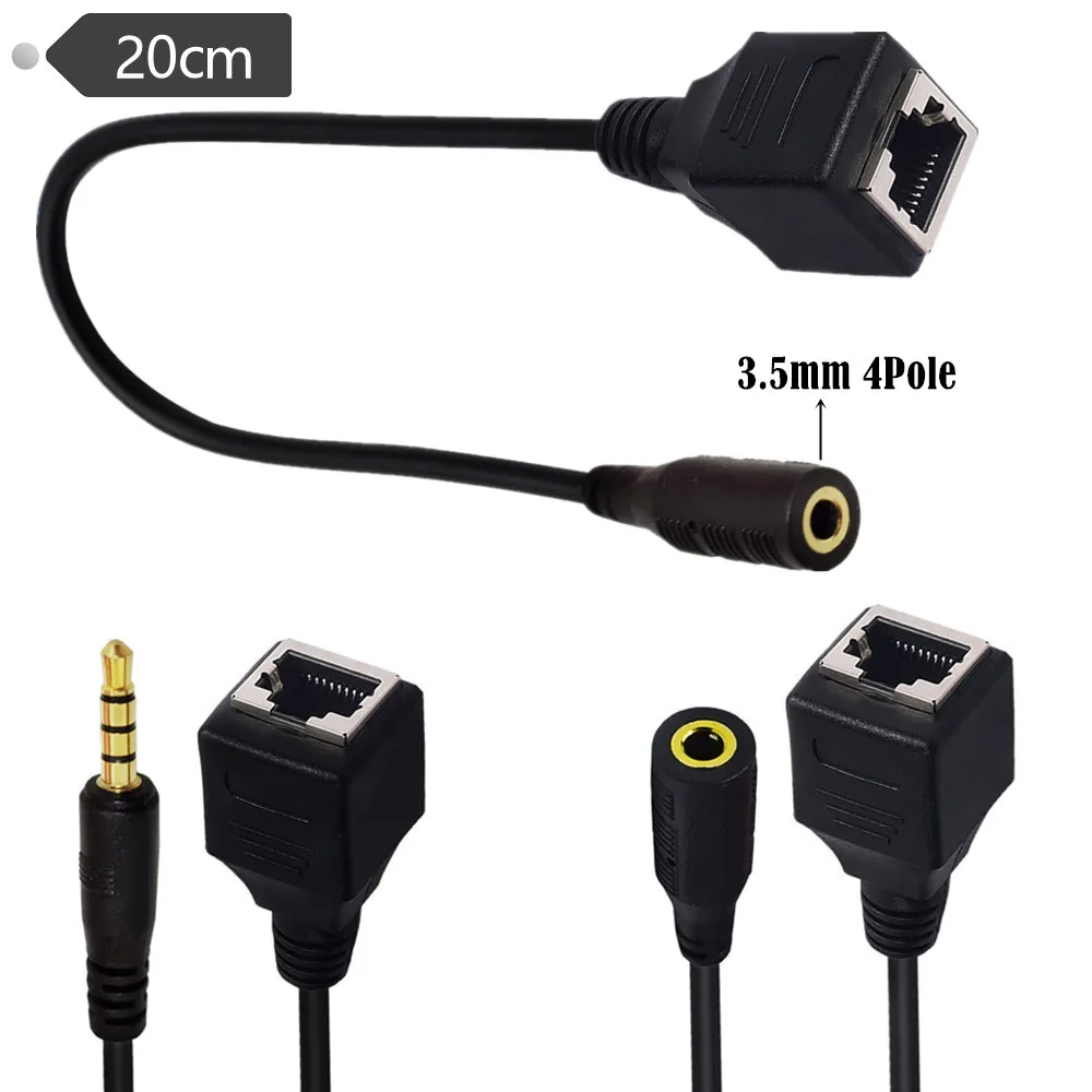 Network interface RJ45 Female To 3.5mm Jack Male Female Cable With microphone For Singing table KTV touch screen products 20cm