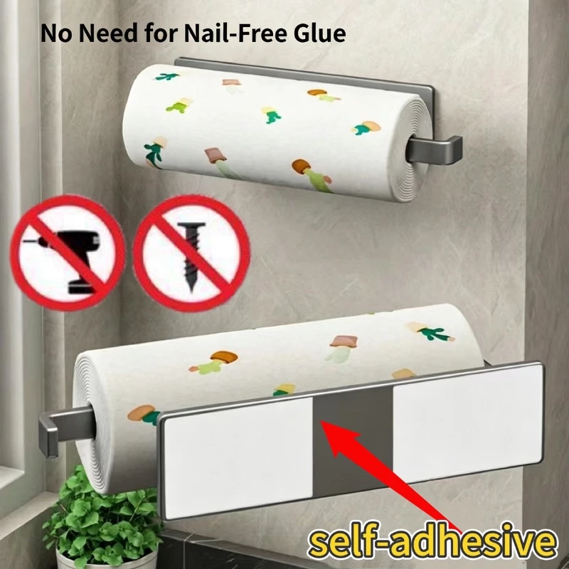 Plastic Self Adhesive Holder for Kitchen Refrigerator Kitchen Tissue Holder Non Drilling Paper Roll Holders Kitchen Towel Holder