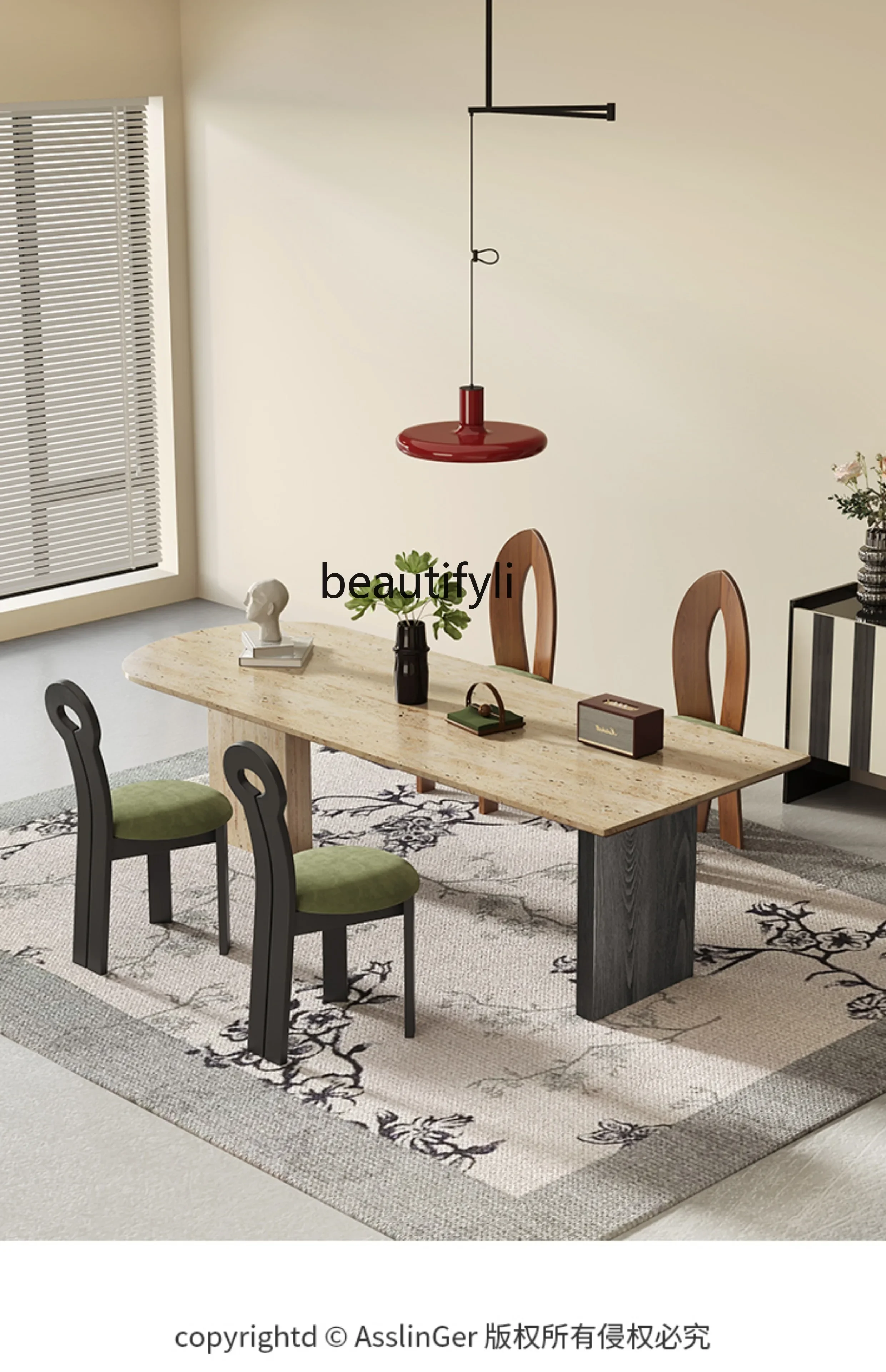 Table à manger en travertin, table à manger en marbre