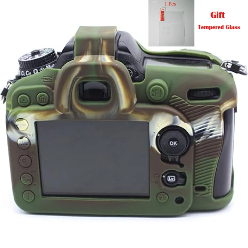 

Silicone Armor Skin body cover For Nikon D7200 D7100 Camera Case photography soft protective case + free tempered film