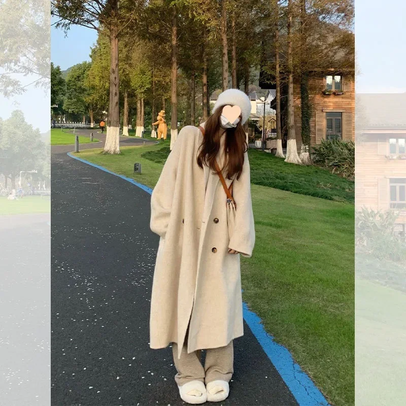 

2024 autumn and winter medium and long over-knee small fragrant woolen coat women's upper-grade college small woolen coat tide