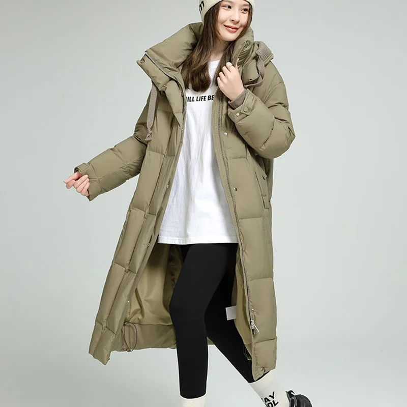 Verdickte warme Kapuze Damen Daunenjacke 2025, neuer Winter, lose 90 Entendaunen, hochwertige Damen-Daunenjacke, Parker-Mantel H724