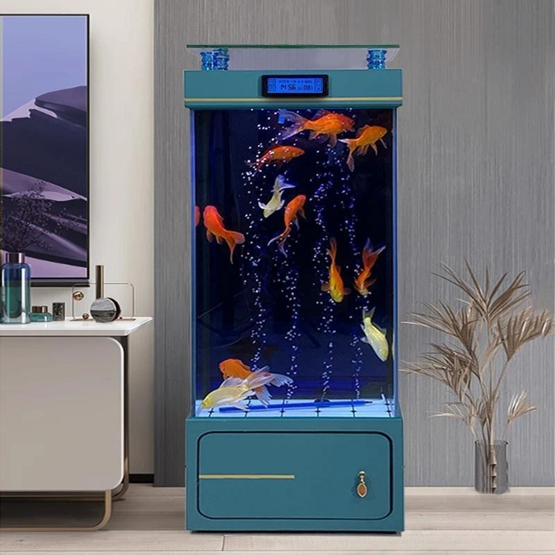 Change the water floor filter fish tank, goldfish white aquarium, a full set of fish tanks against the wall