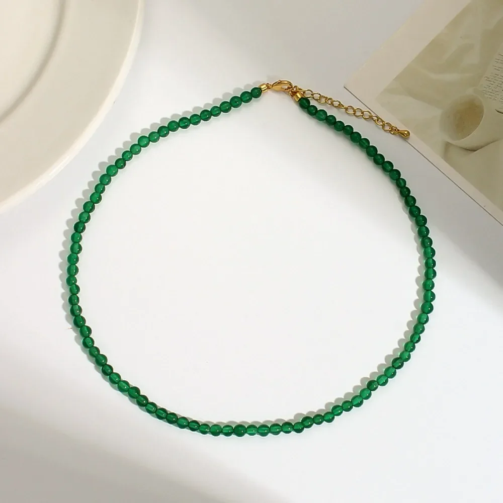 Fashion Luxurious Natural Stone Emerald Agate Necklace for Women Charm Simplicity Girl Gift Collarbone Chain Jewelry Wholesale