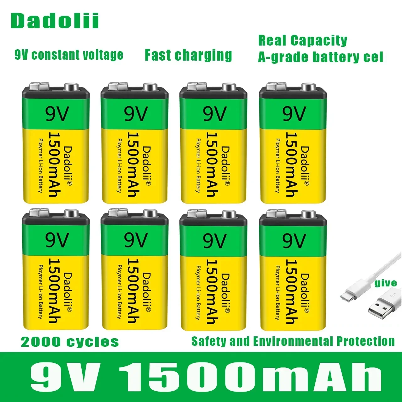 New 9V Rechargeable Battery 19800mAh 6F22 Micro USB 9v Li-ion Lithium Batteries for Multimeter Microphone Toy Remote Control KTV