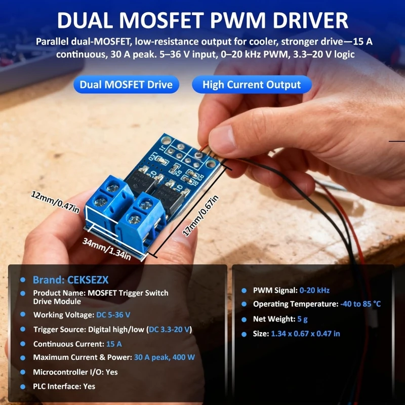 3pcs Upgrade High Power MOSFET Switch Drive Module 0-20KHz PWM Adjust DC 5V-36V 15A 400W For Motor Speed Lamp Brightness Control