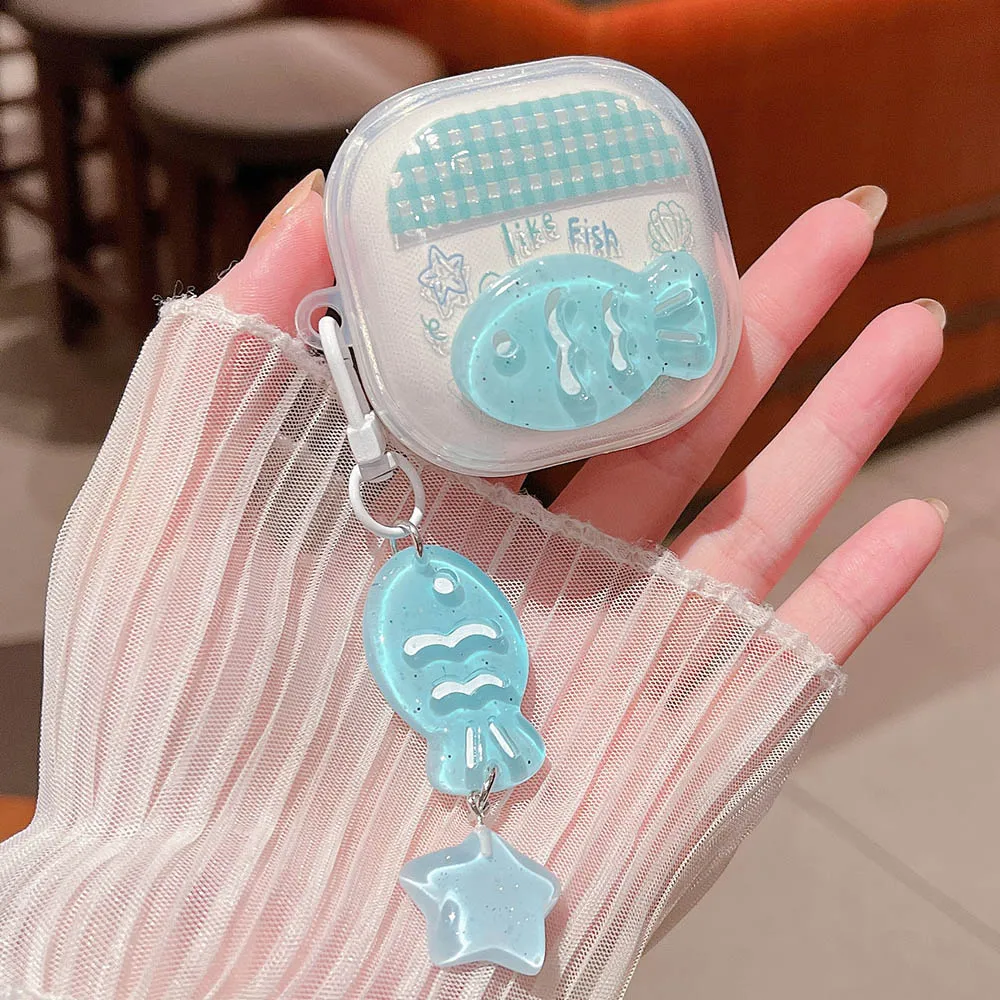 Star Fish Flower Transparent Earphone Case For Redmi Buds 5 6s 6 Pro 7s Soft TPU Cover For Xiaomi Air 3 4 SE with Keychain