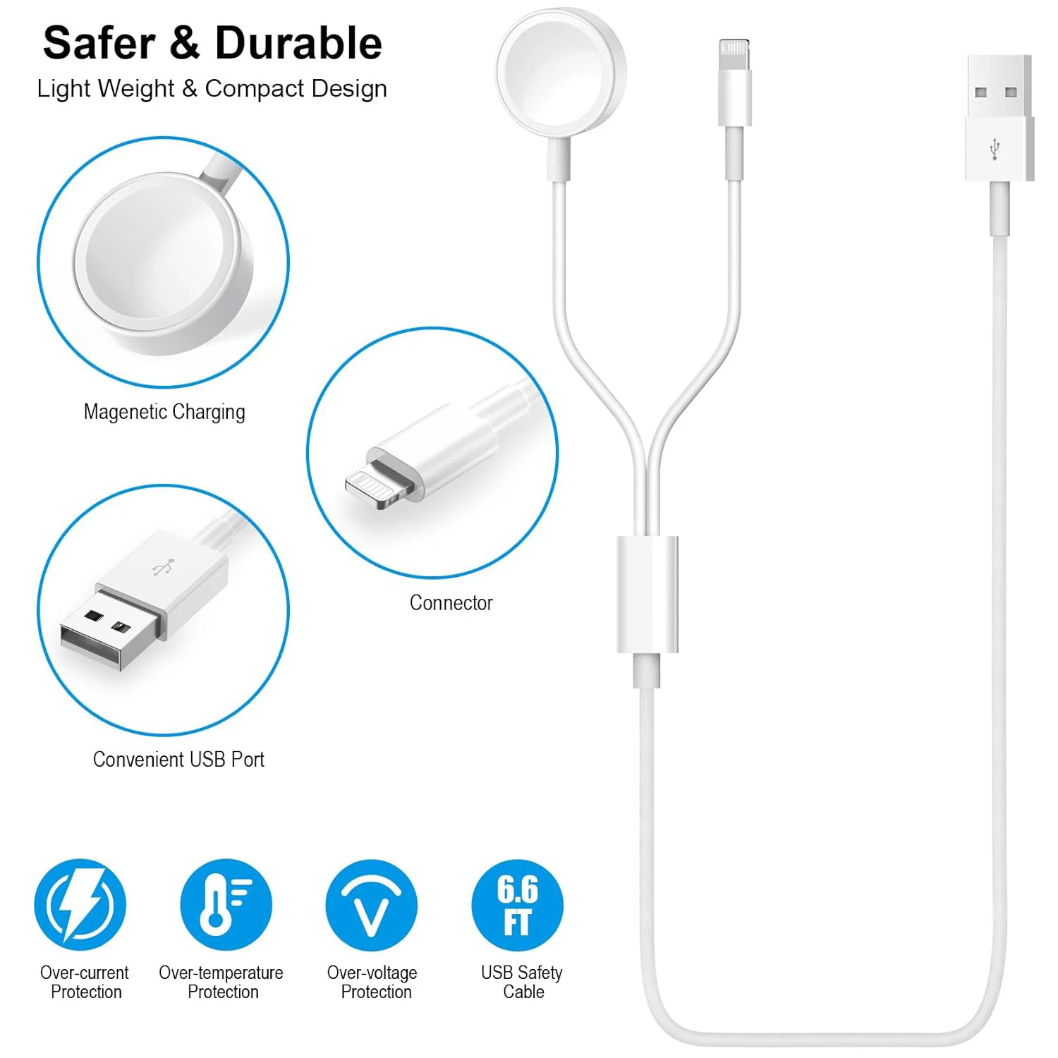 2 in 1 Charging Cable for Apple Watch Charger,iPhone Lightning Charging Cable, for iWatch Series Ultra/SE/10/9/8/7/6/5/4/3/2 image 2
