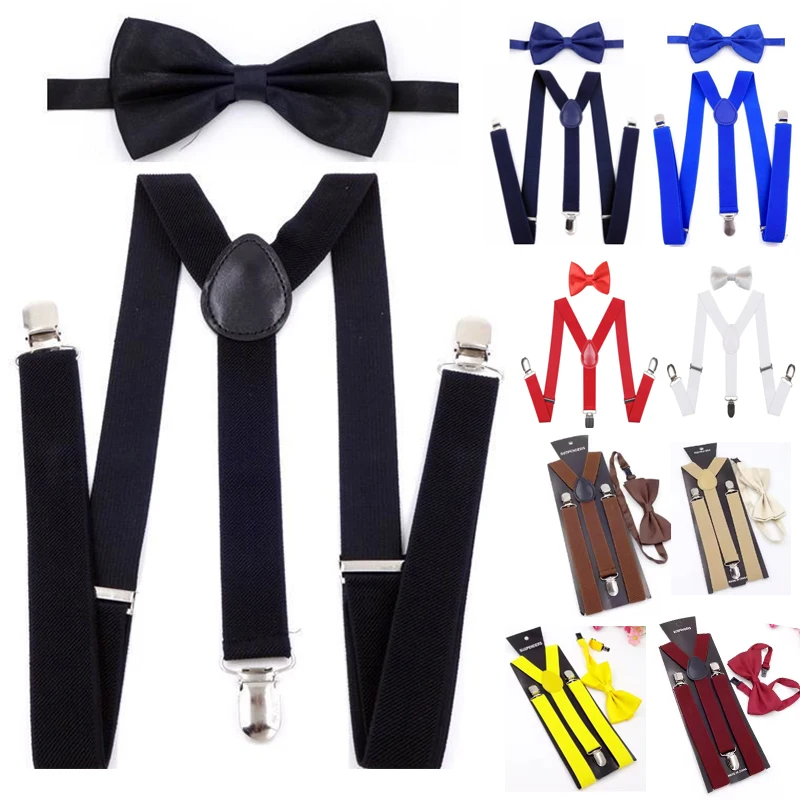 NEW Hot Sale Suspenders Bowtie Sets Mens Women Party Wedding Y-Back Shirt Braces Butterfly Belt Bow Tie Suit Accessories Gift