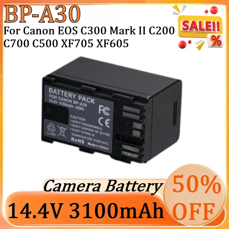SWZY New 14.4V 3100mAh BP-A30 BP A30 Battery for Canon EOS C300 Mark II C200 C700 C500 XF705 XF605 Camera Battery