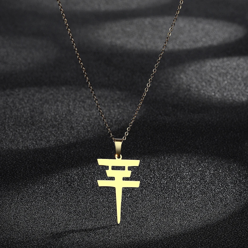 CHENGXUN Tokio Hotel Pendant Necklace for Women Girls Stainless Steel Bill Kaulitz Sign Symbol Charm Neck Chain Female Jewelry