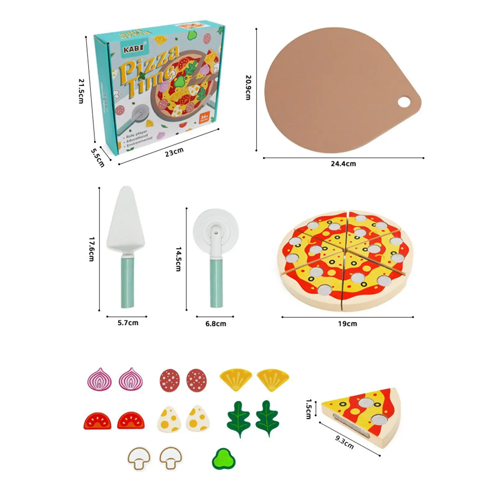 Pretend Play Wooden Pizza Set Kitchen Accessories Learning Toy Montessori Toy