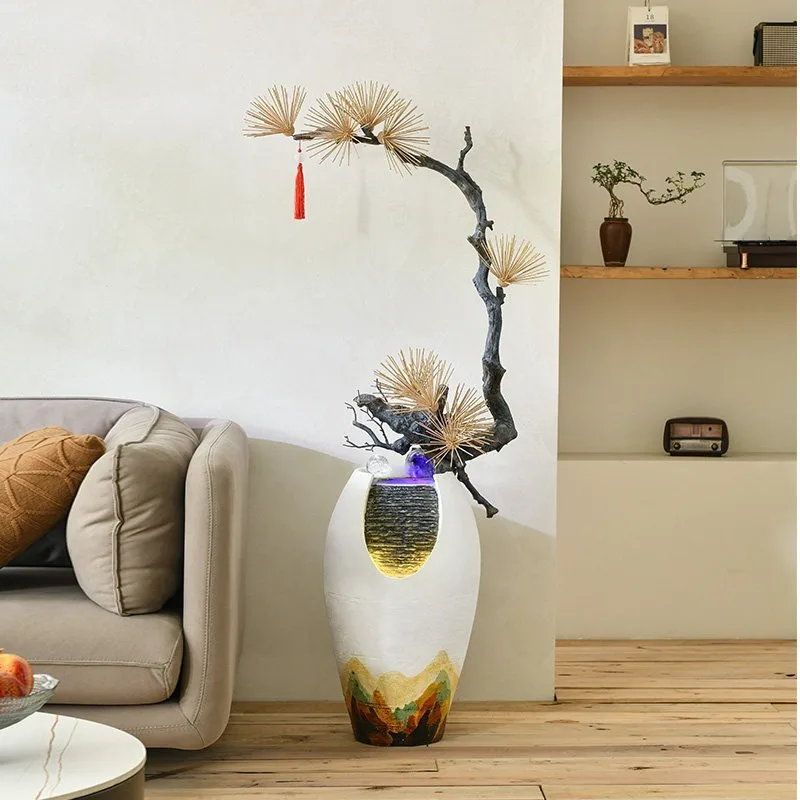 

New Chinese Style Flowing Ornaments Circulating Water Living Room Sofa Floor To Ceiling Decoration