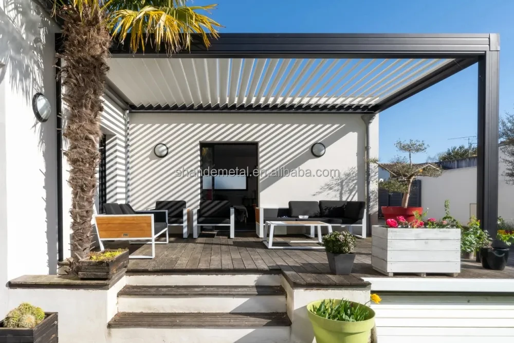 Electric Aluminum Alloy Garden Automatic Pergola Canopy Courtyard Retractable Roofpromote sales