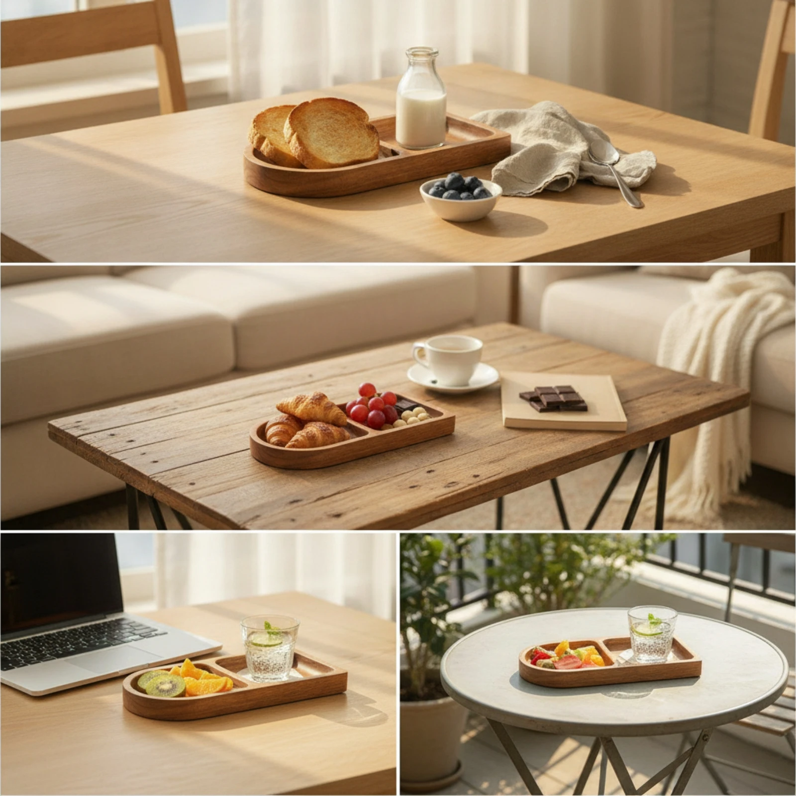 Divided Serving Tray Natural S - đánh giá và giá Wooden Serving Tray